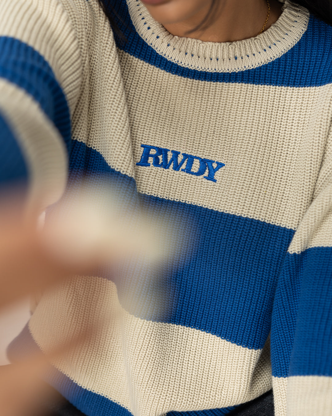 RWDY STRIPE KNITWEAR| GREY AND BLUE STRIPE