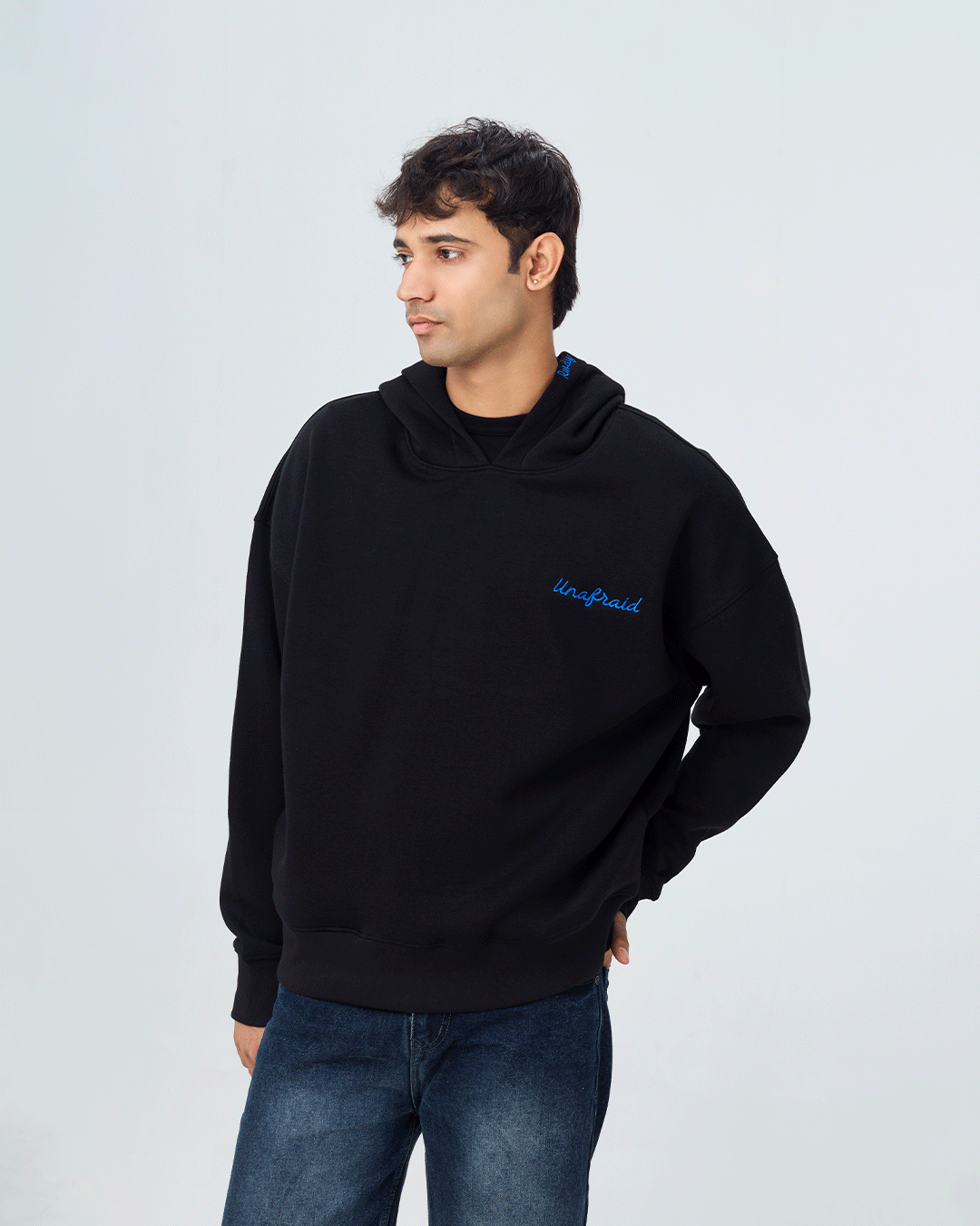 RWDY Unafraid Script Hoodie in Black
