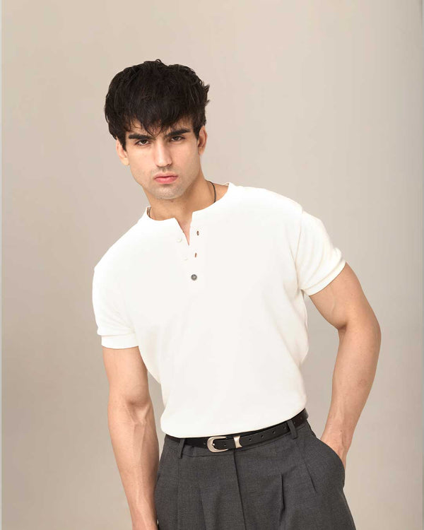 RWDY GRAIN HENLEY TEE | CHALK