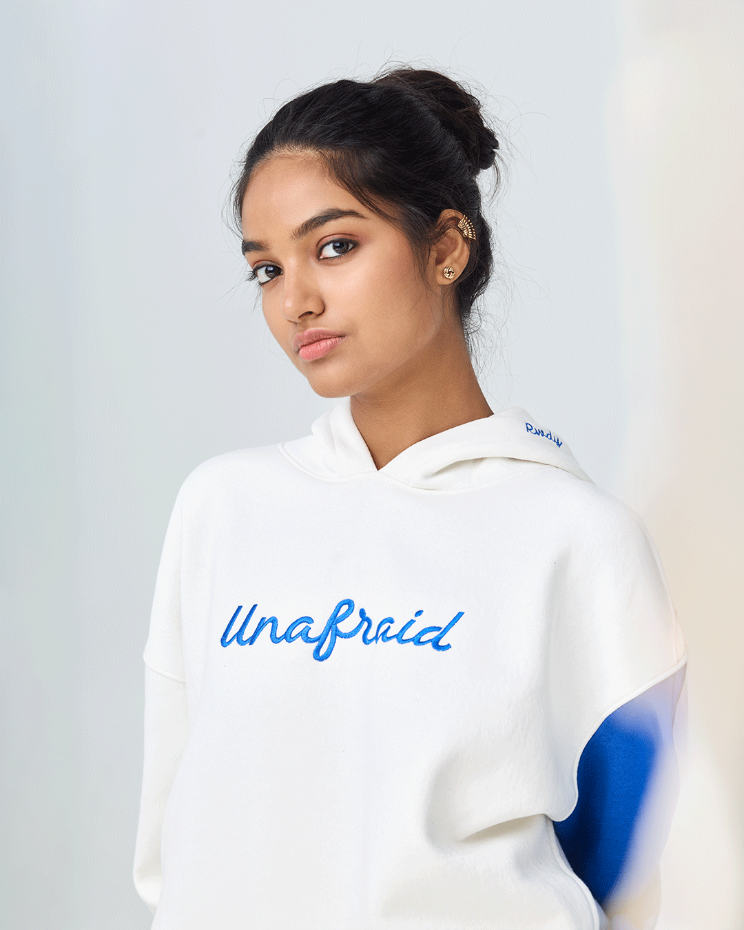 RWDY Unafraid Colourblock Hoodie in Cream