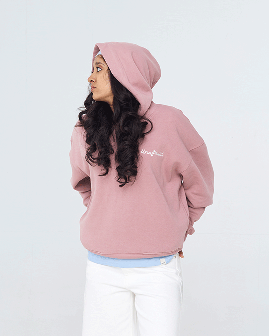 RWDY Unafraid Script Hoodie in Wooden Rose