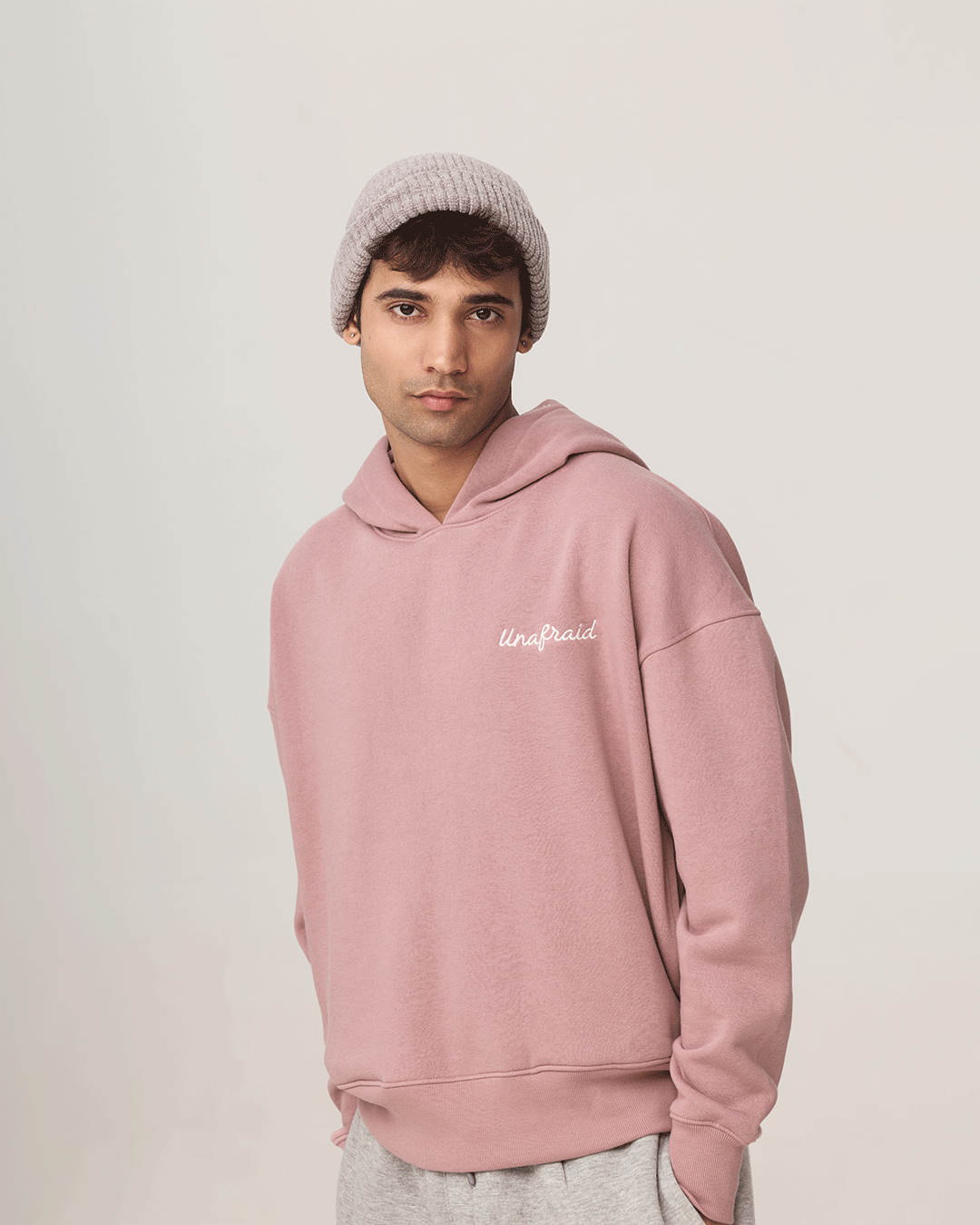 RWDY Unafraid Script Hoodie in Wooden Rose