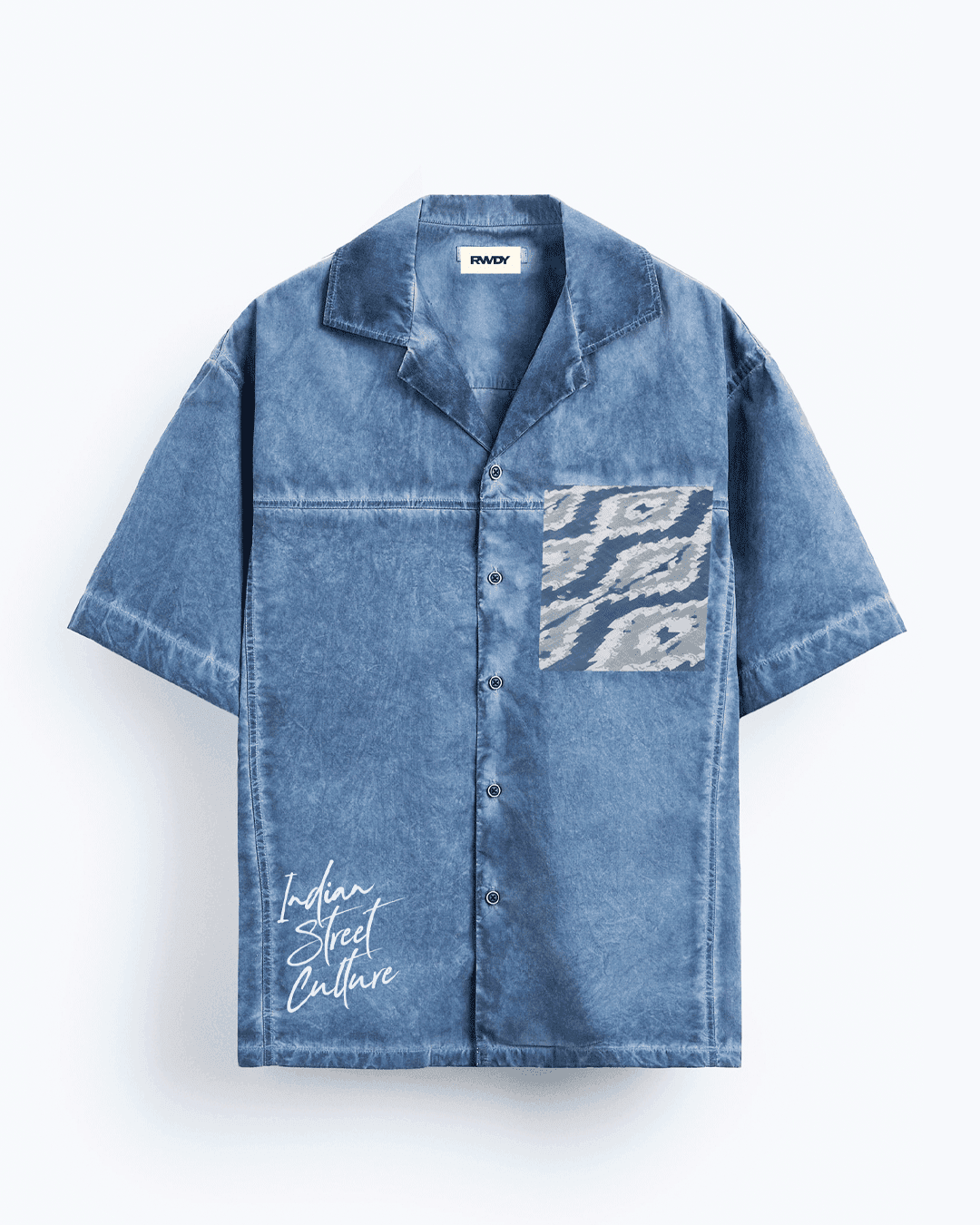 DENIM IKAT PATCH SHIRT