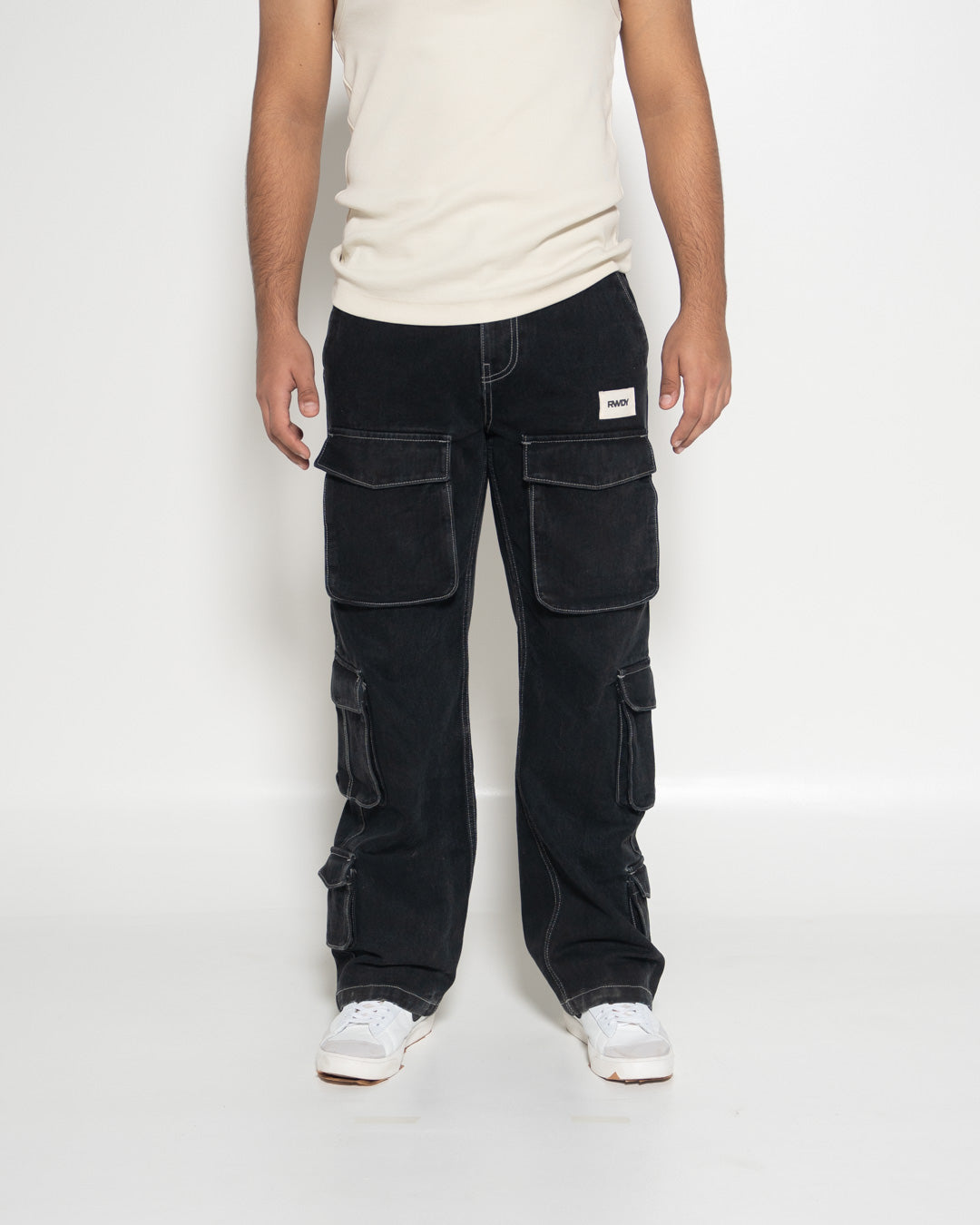 BLACK DENIM CARGO 01