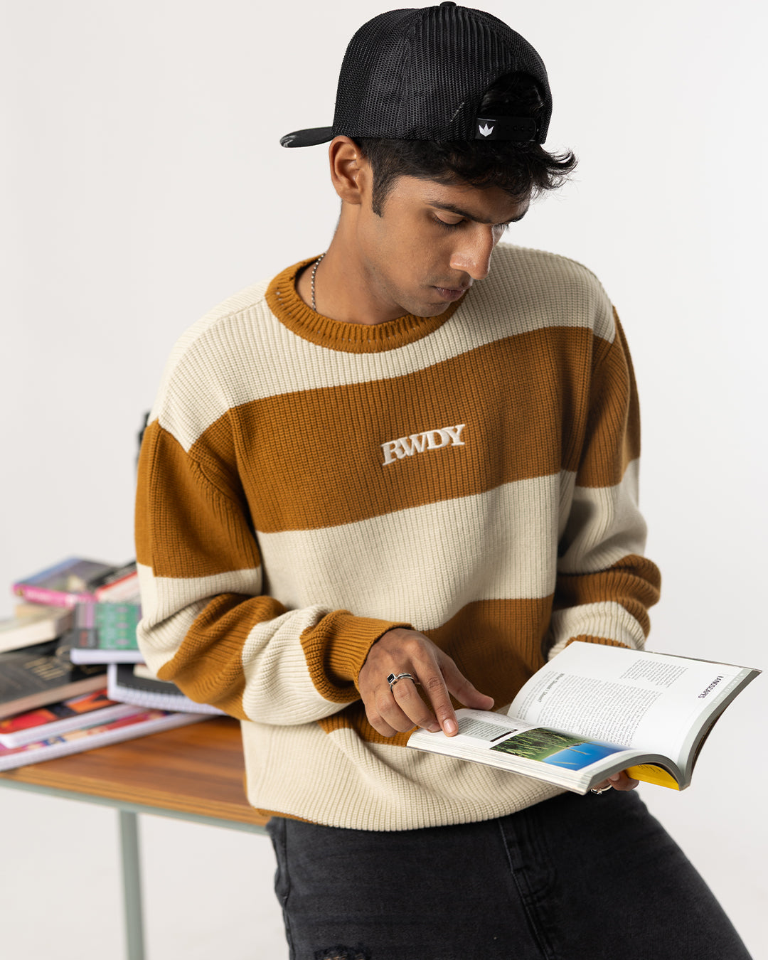 RWDY STRIPE KNITWEAR| IVORY AND CARAMEL STRIPE
