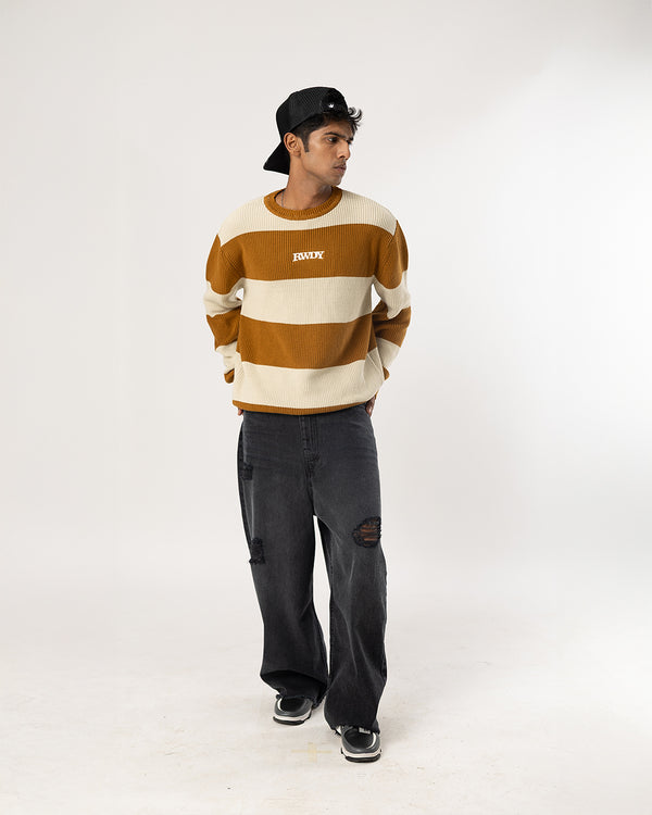 RWDY STRIPE KNITWEAR| IVORY AND CARAMEL STRIPE