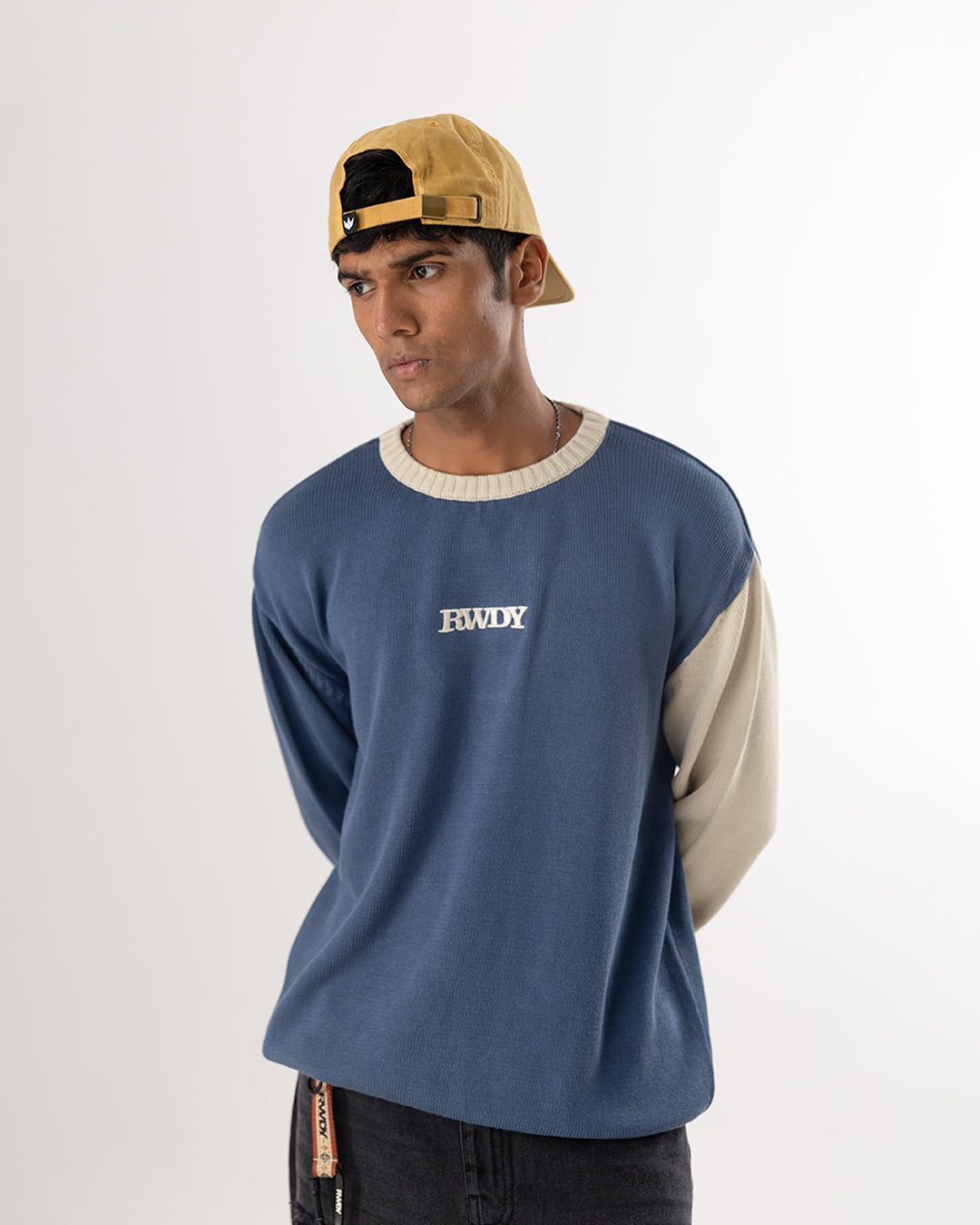 RWDY BLOCK KNIT SWEATER| BLUE
