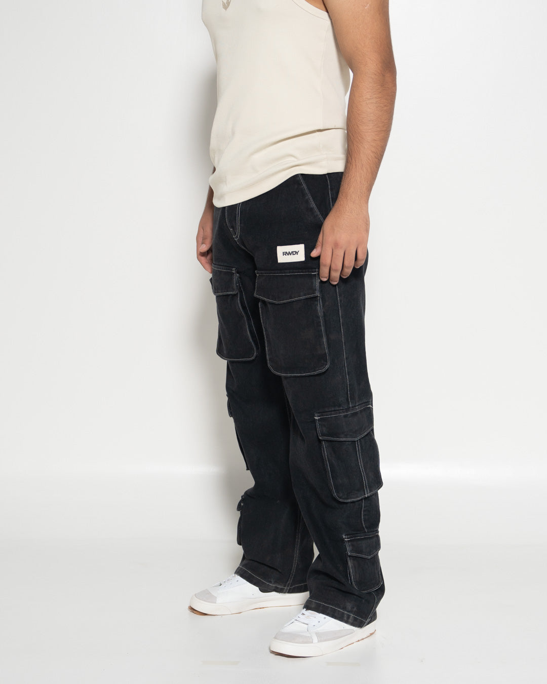 BLACK DENIM CARGO 01
