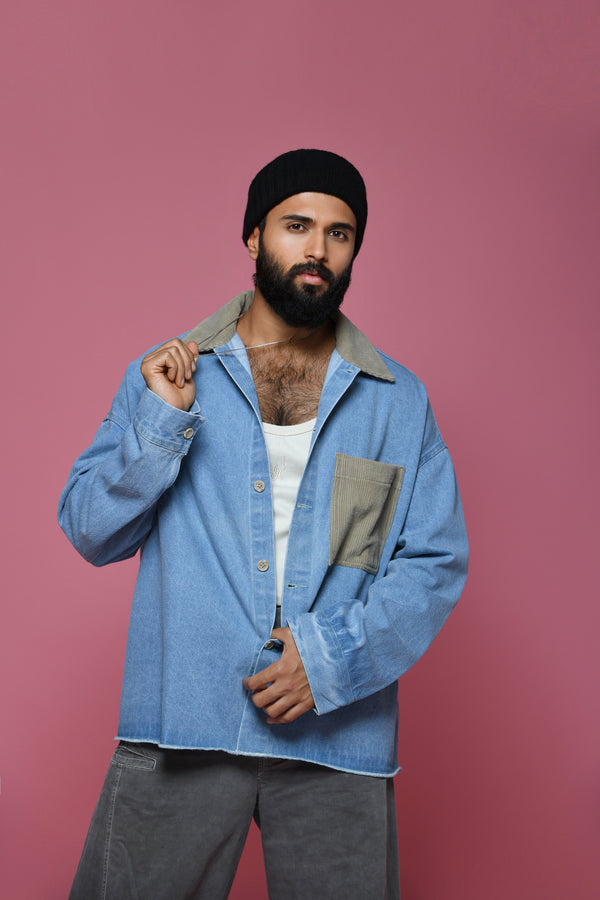 THE RWDY DENIM OVERSHIRT in Denim Blue