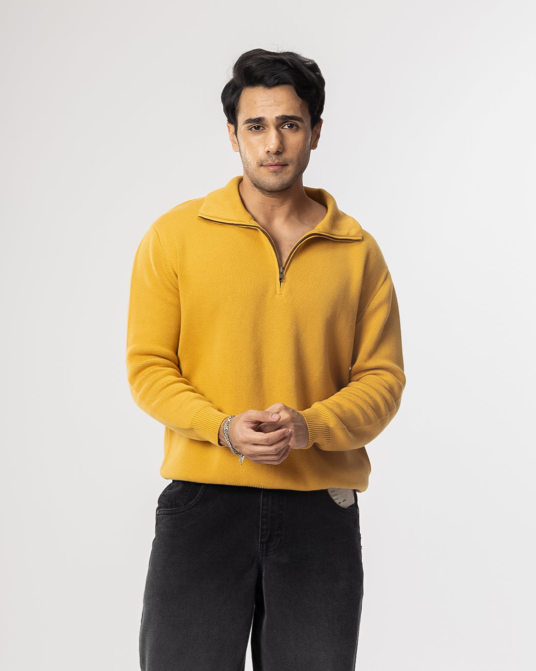 RWDY HALF ZIP KNIT SWEATER_ GOLDEN HOUR