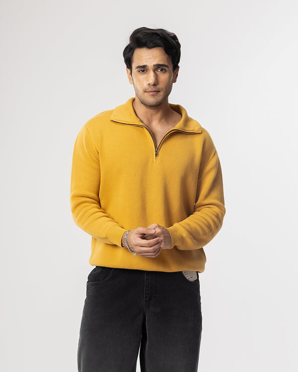 RWDY HALF ZIP KNIT SWEATER in Golden Hour