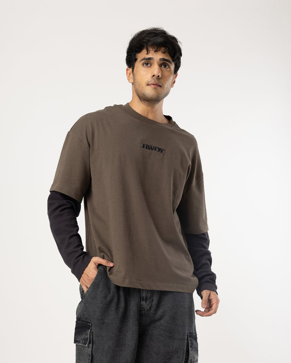 RWDY LAYERED TEE in Tarmac Grey