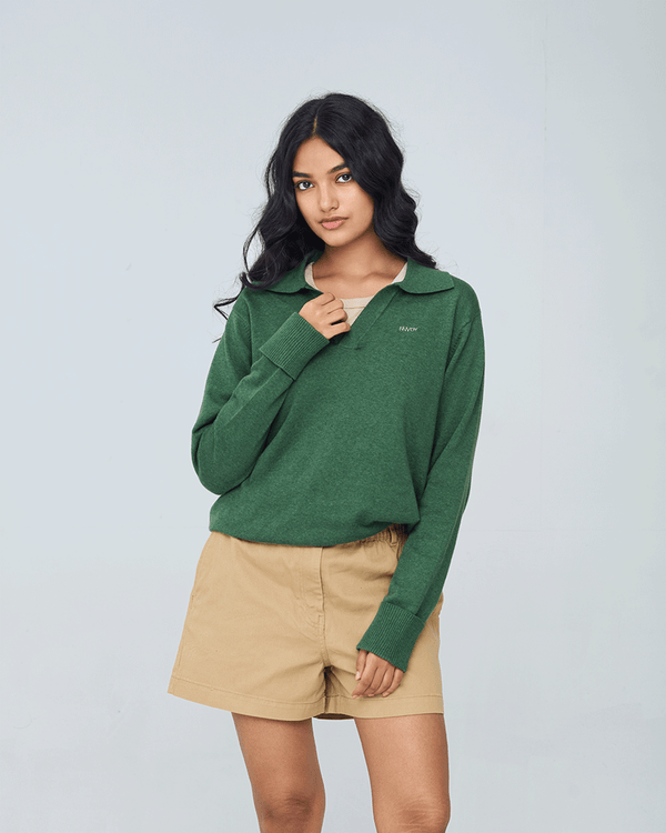RWDY MELANGE KNIT POLO | MOSS