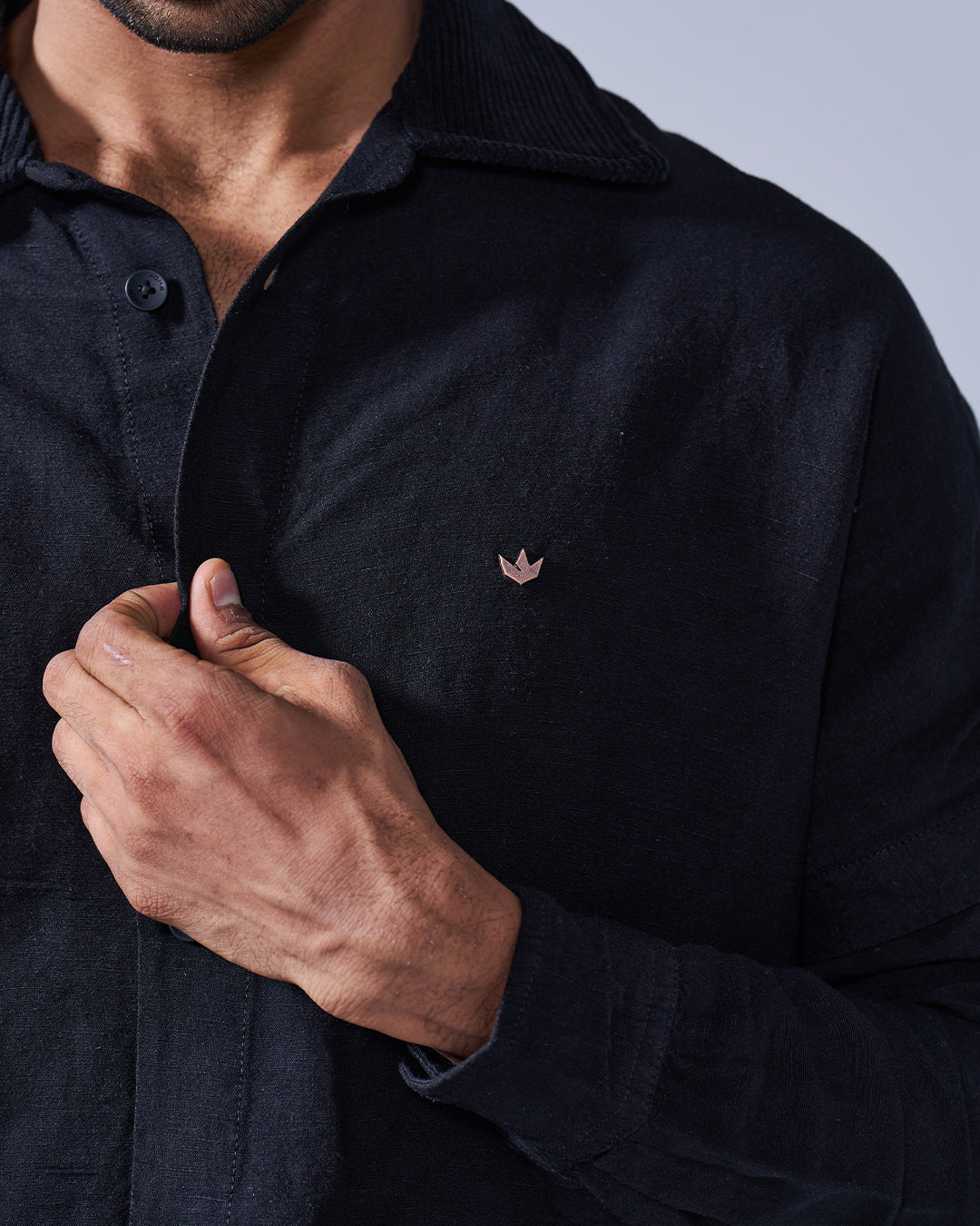 RWDY COLLAR KURTA _ MATTE BLACK
