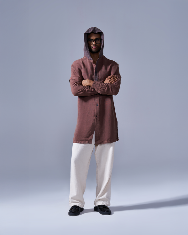 RWDY HOODIE KURTA in Rust Brown