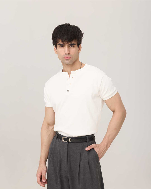 RWDY GRAIN HENLEY TEE | CHALK