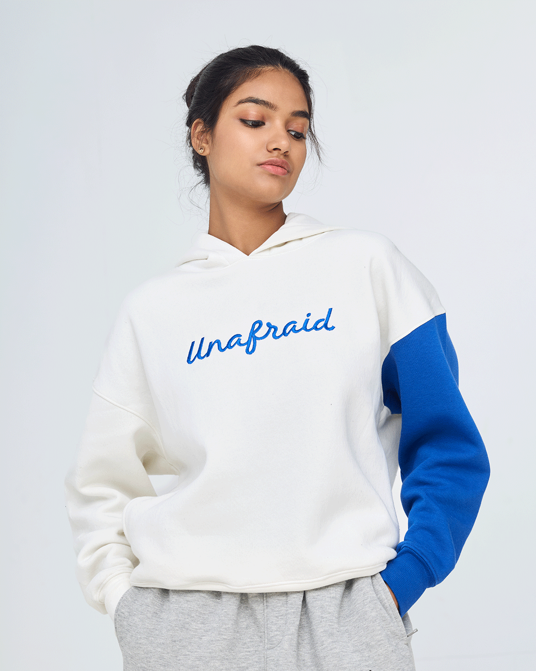 RWDY Unafraid Colourblock Hoodie in Cream