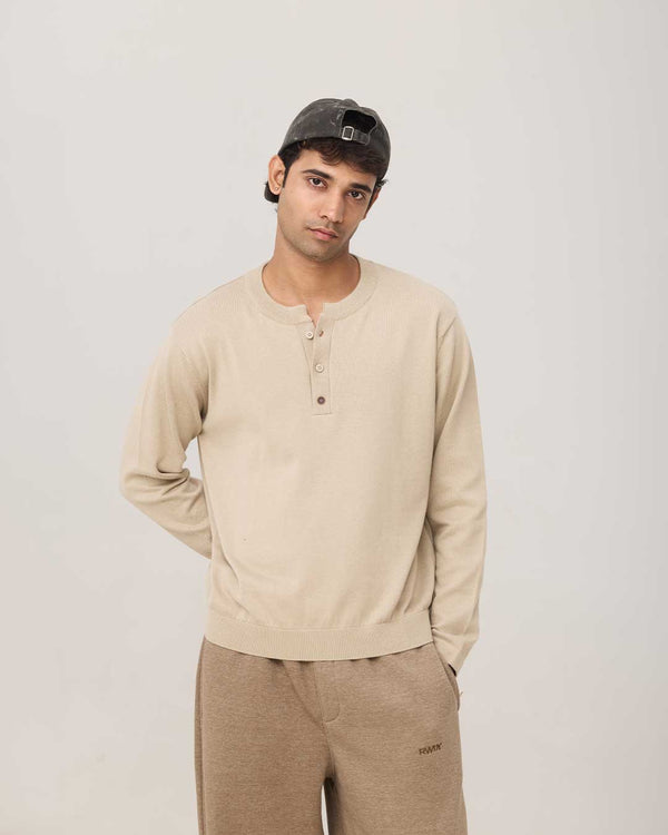 RWDY GRAIN HENLEY FULL SLEEVE | IVORY