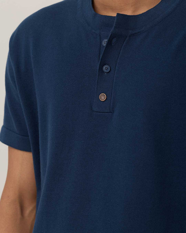RWDY GRAIN HENLEY TEE | DEEP INDIGO