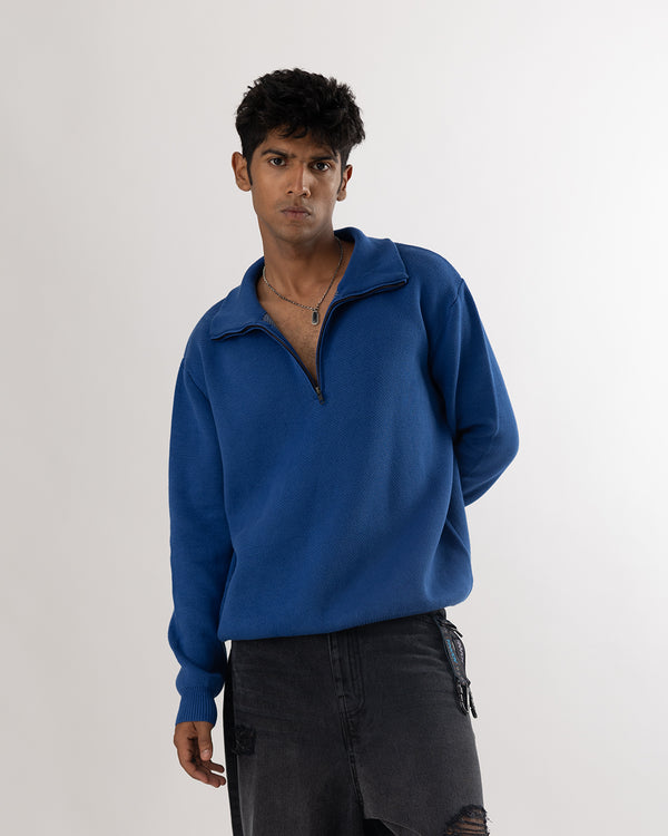 RWDY HALF ZIP KNIT SWEATER in Midnight Navy