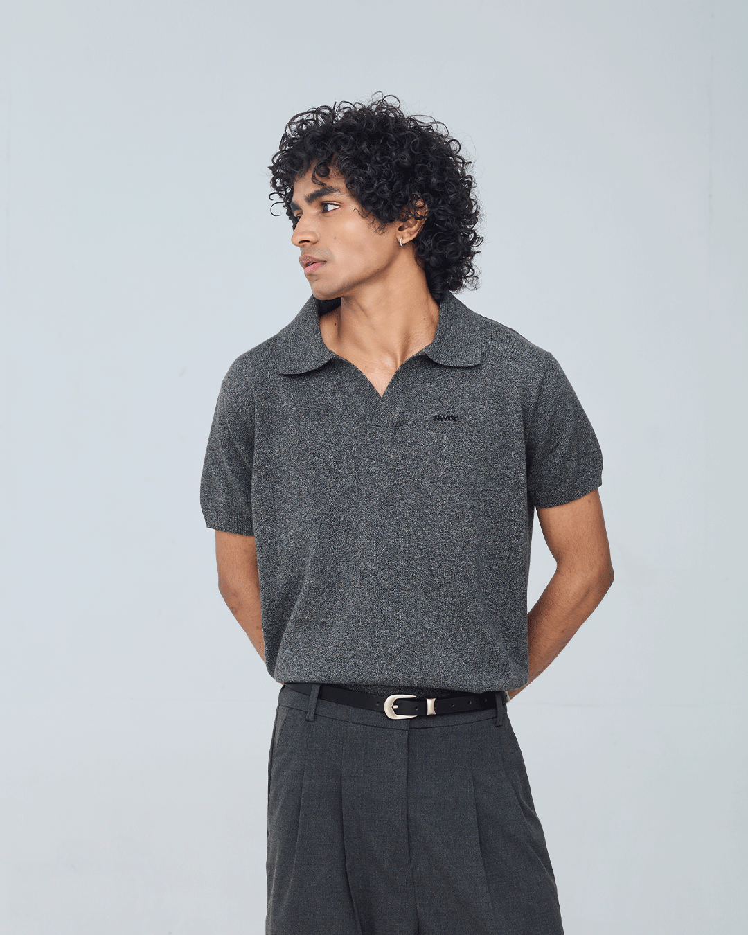 RWDY Grind Polo in Black Melange